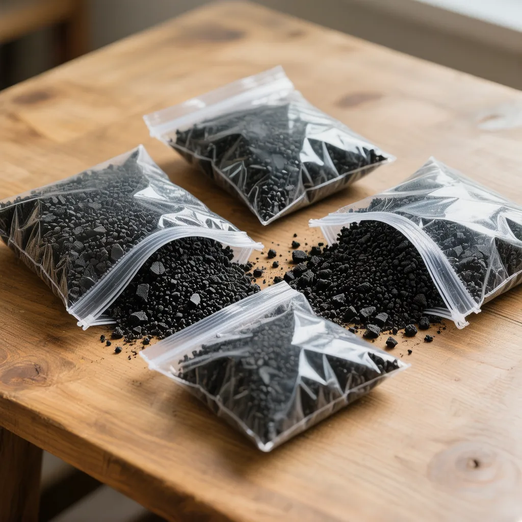 Activated carbon samples in different grades